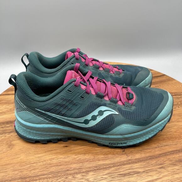 Saucony Xodus 10 Shoes Womens Size 7.5 Green Trail Running Walking Hiking - Picture 1 of 8